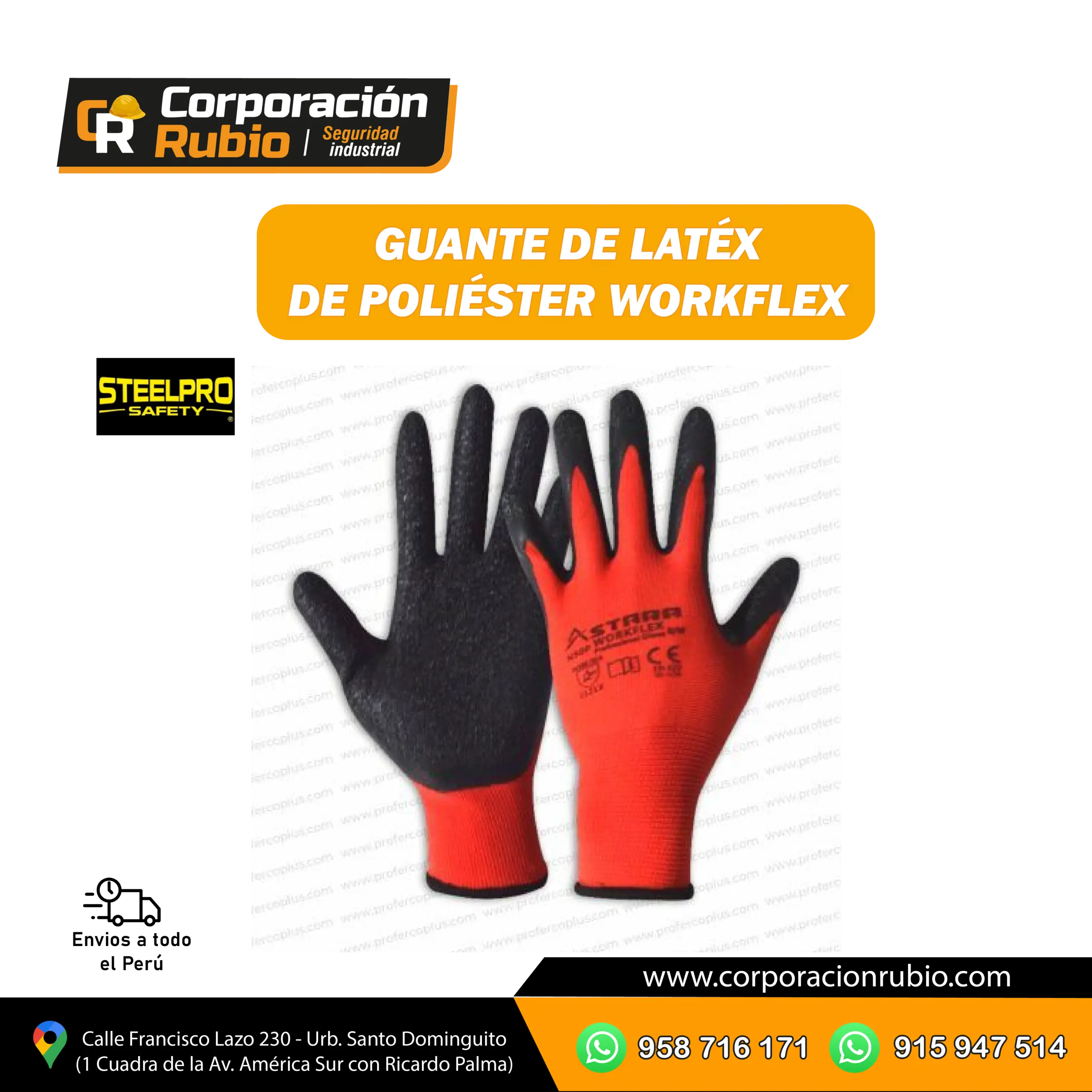 Guante de Látex de Poliéster Workflex