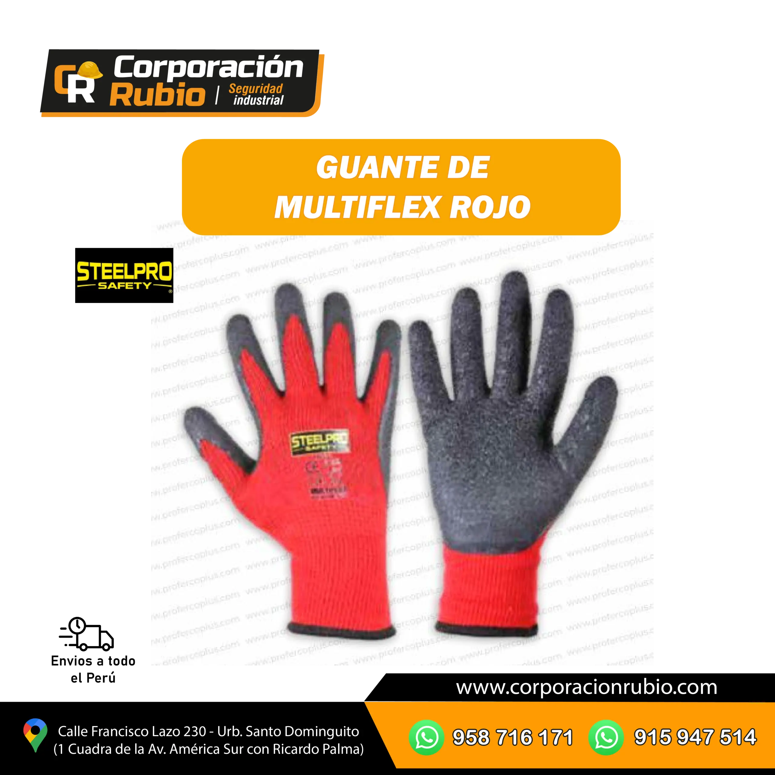Guante Multiflex Látex Rojo