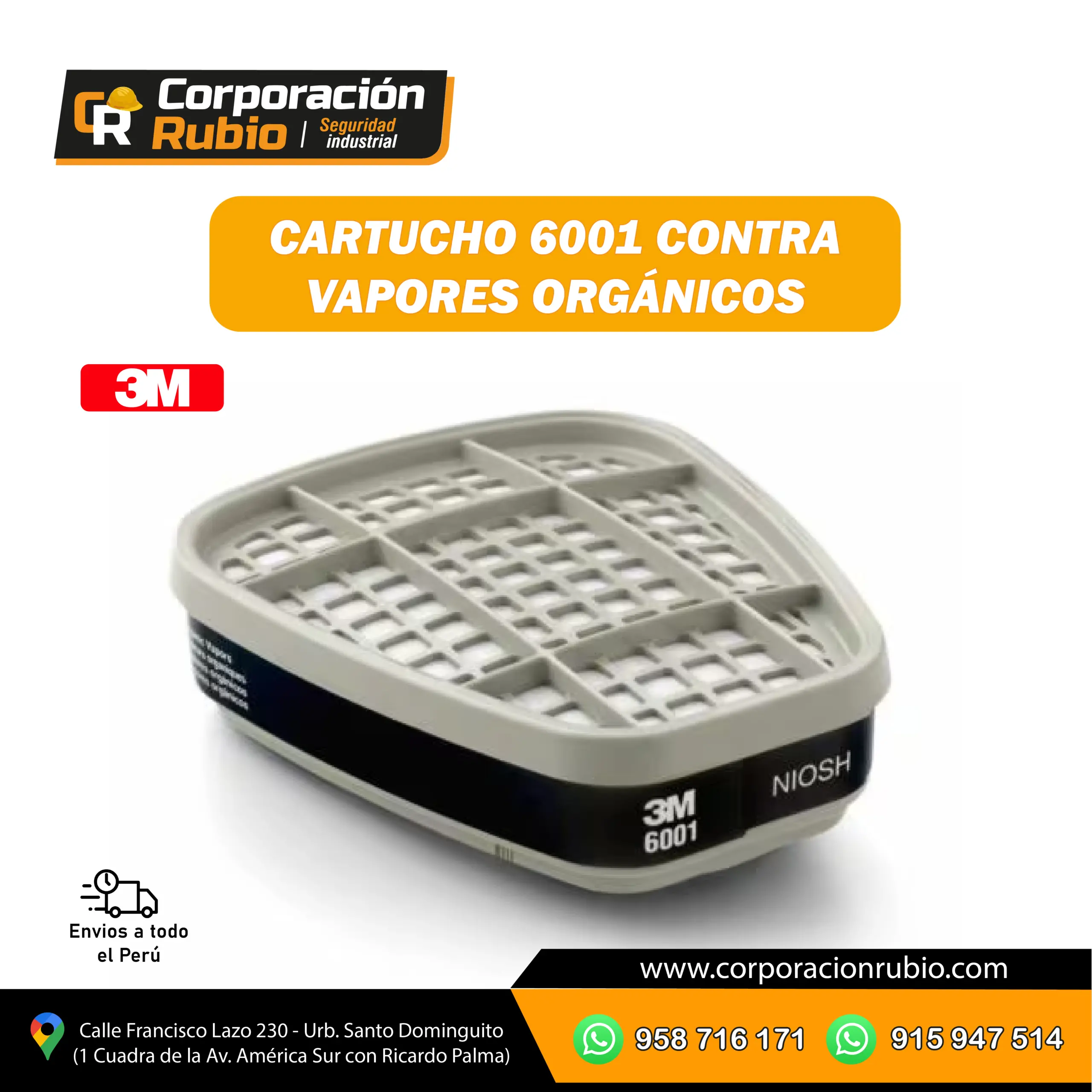 CARTUCHO 6001 CONTRA VAPORES ORGÁNICOS