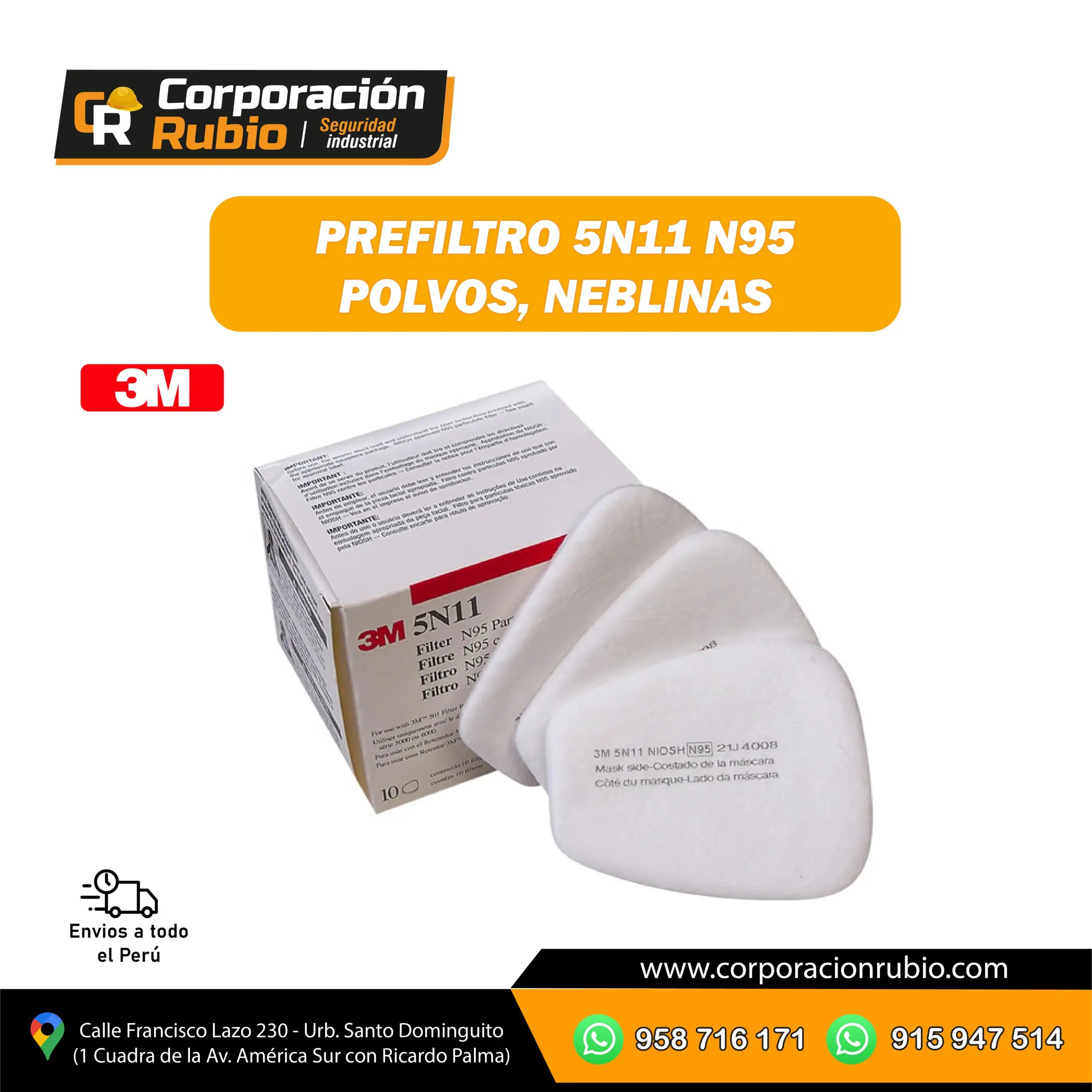 PREFILTROS 5N11 N95 POLVOS, NEBLINAS, PINTURA EN SPRAY Y PESTICIDAS