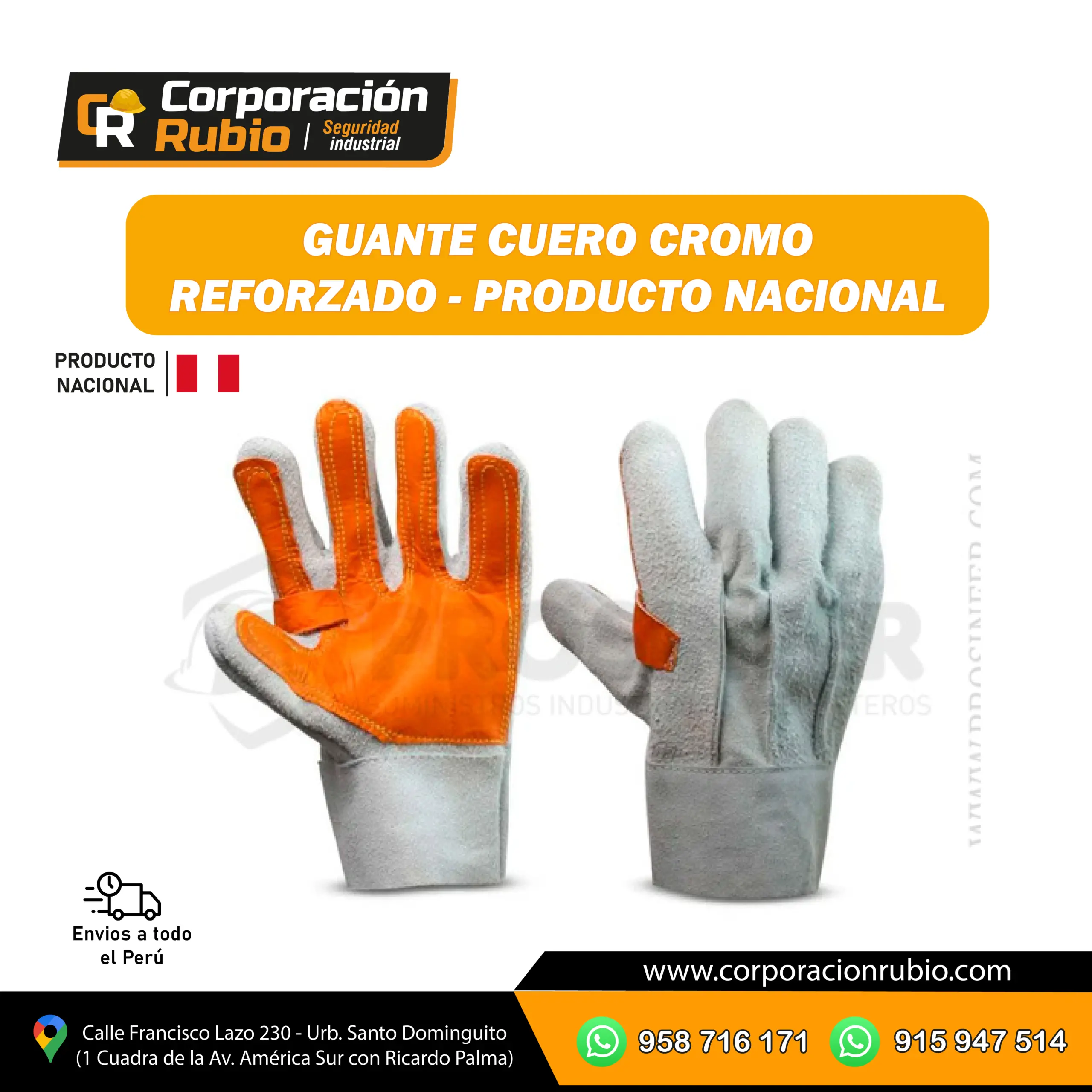 GUANTE CUERO CROMO REFORZADO - PRODUCTO NACIONAL